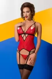 Avanua Salome corset Red, комплект корсет и стринги