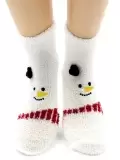 Hobby Line 067, носки махровые-травка Снеговик на белом (изображение 1)