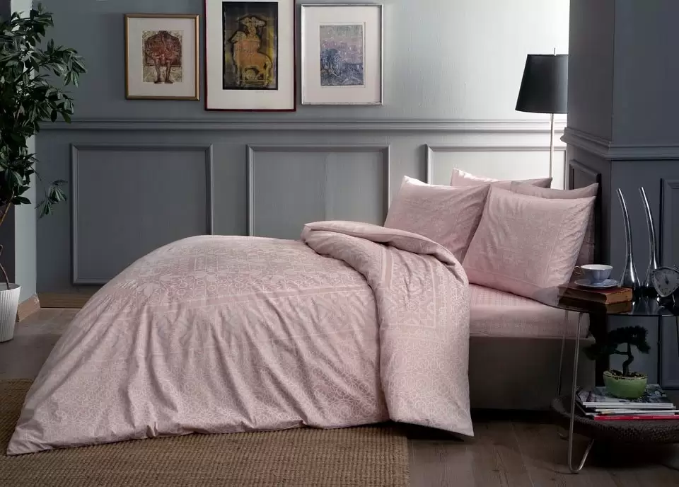 TAC SATEN FABIAN розовый, комплект постельного белья (изображение 1)