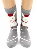 Hobby Line 8845-2, носки женские махровые Зайки на коньках (изображение 1)
