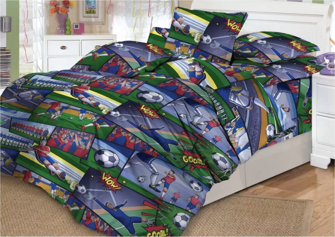 Valtery DL-14 Комикс футбол поплин, детское постельное белье 1,5 спальное (изображение 1)